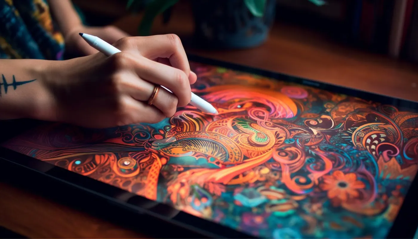 Digitale Illustration entsteht auf einem Grafiktablett