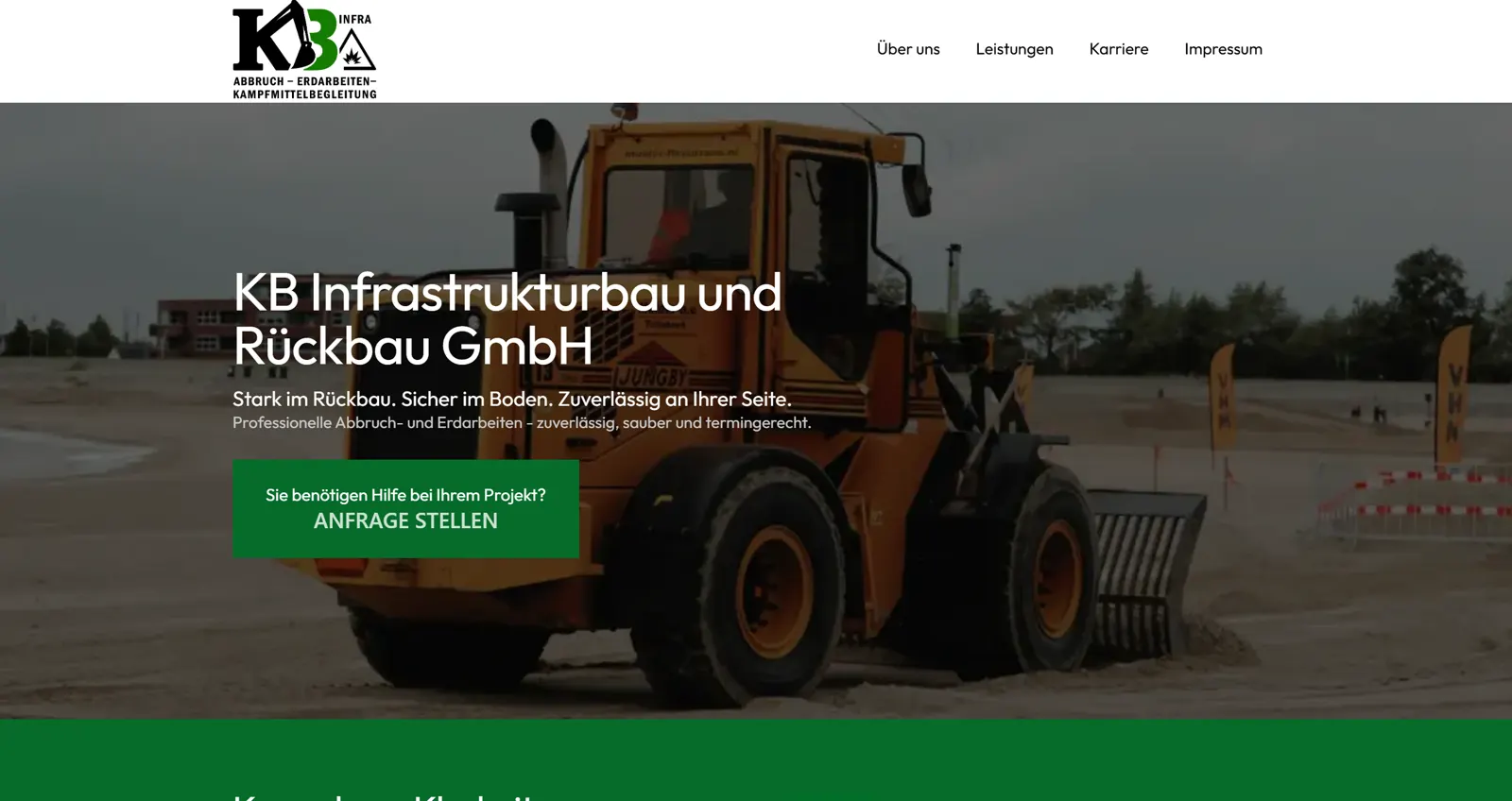 Startseite von KB Infrastrukturbau und Rückbau GmbH